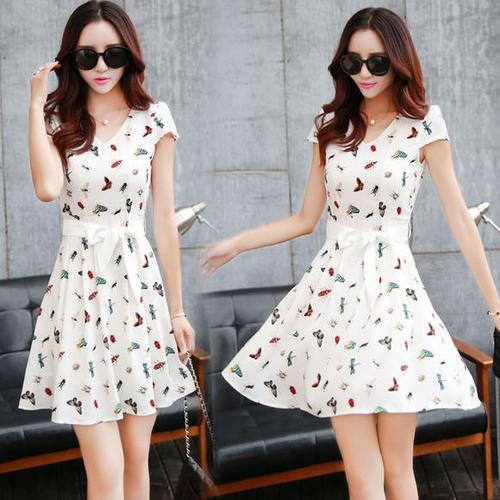 【韓派服飾】連衣裙2018年夏季修身顯瘦簡約短袖中長款甜美街頭